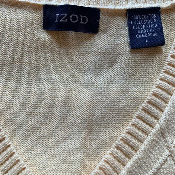 Vintage Izod Men’s Yellow Sweater Vest, Size L - Picture 5 of 6